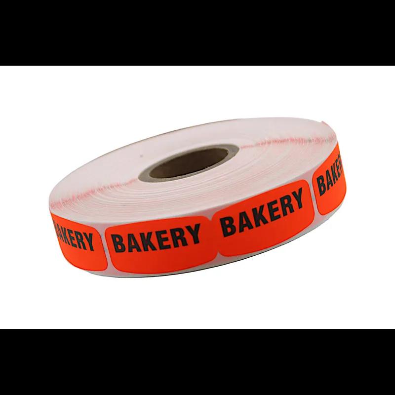 Bakery Write In Label 0.625X1.25 IN Black Fluorescent Red Short Oval Write On 1000 Count/Roll 50 Rolls/Case