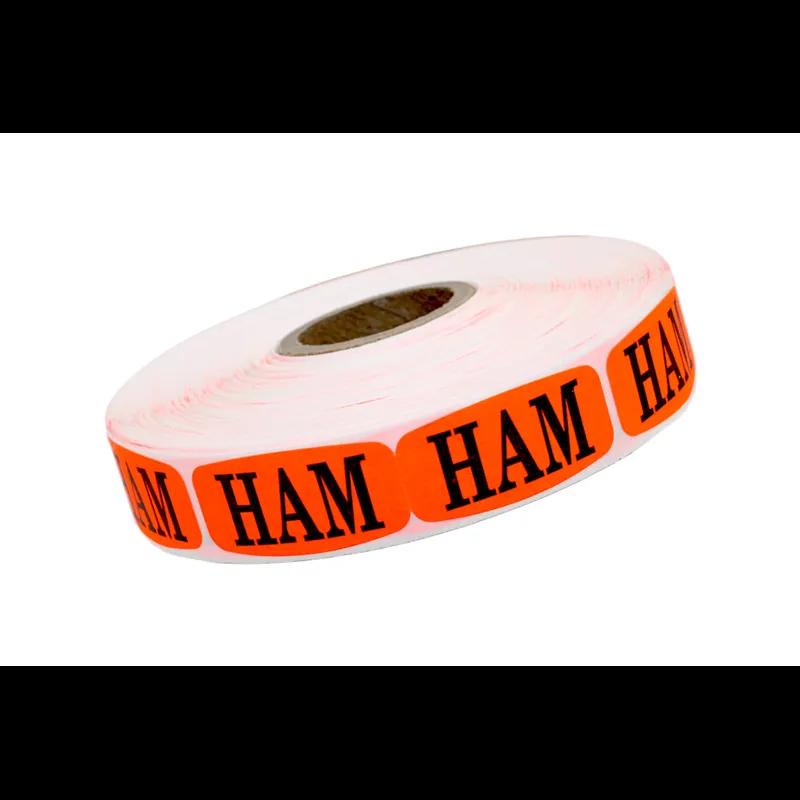 Ham Label 0.625X1.25 IN Black Fluorescent Red Short Oval 1000 Count/Roll 50 Rolls/Case 50000 Count/Case