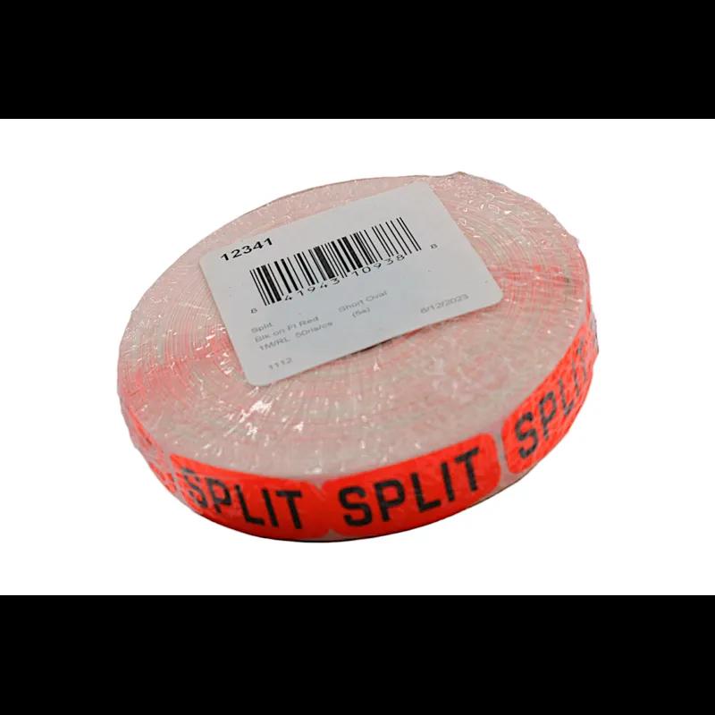 Split Label 0.625X1.25 IN Black Fluorescent Red Short Oval 1000 Count/Roll 50 Rolls/Case 50000 Count/Case