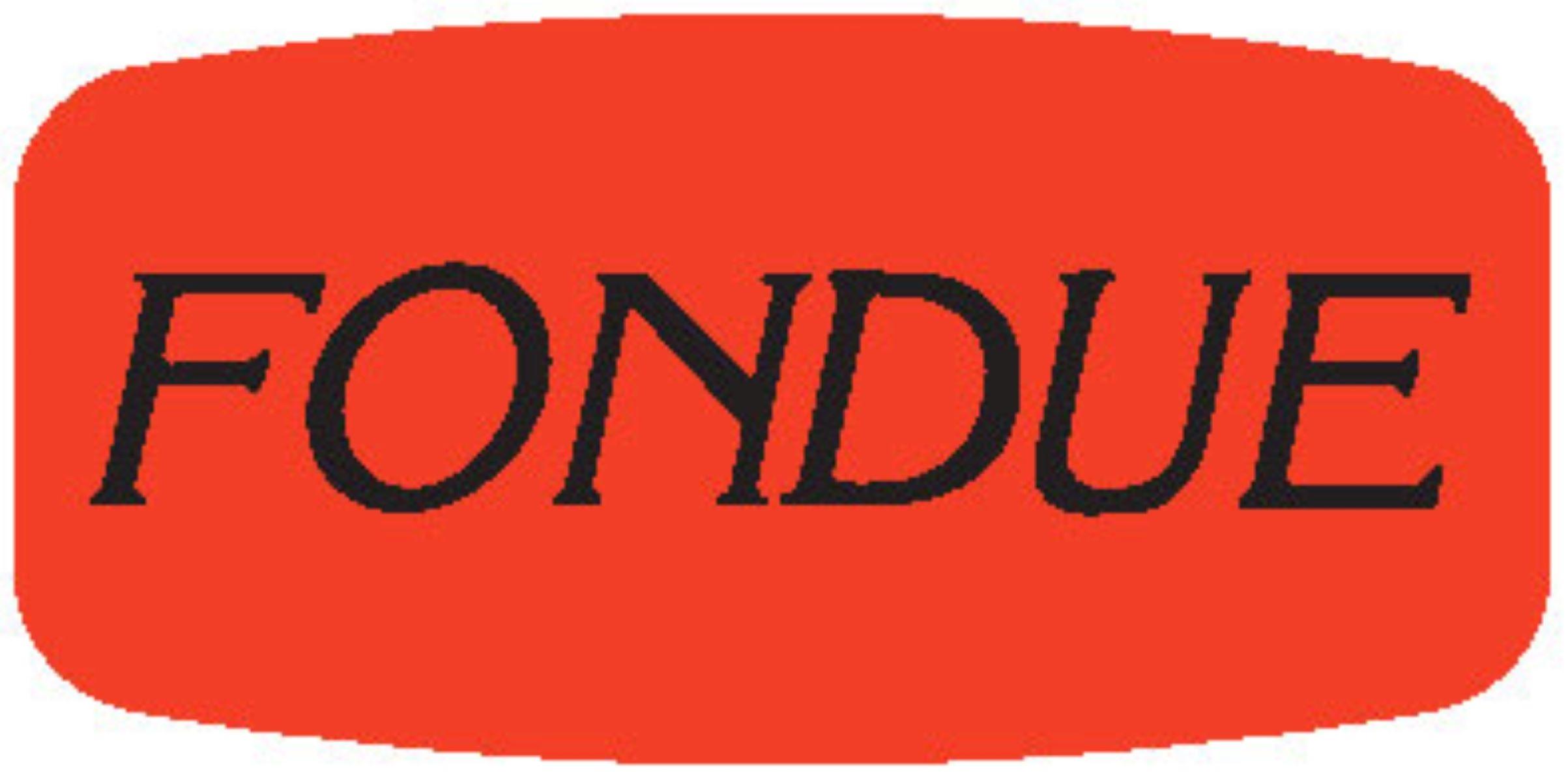 Fondue Label 0.625X1.25 IN Black Fluorescent Red Short Oval 1000 Count/Roll 50 Rolls/Case 50000 Count/Case