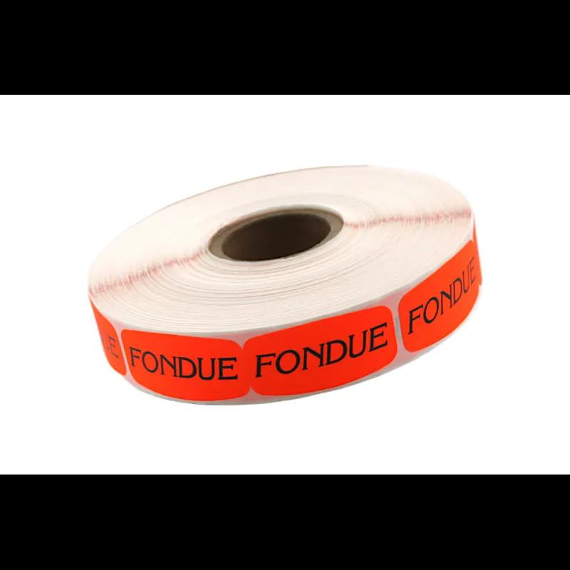 Fondue Label 0.625X1.25 IN Black Fluorescent Red Short Oval 1000 Count/Roll 50 Rolls/Case 50000 Count/Case