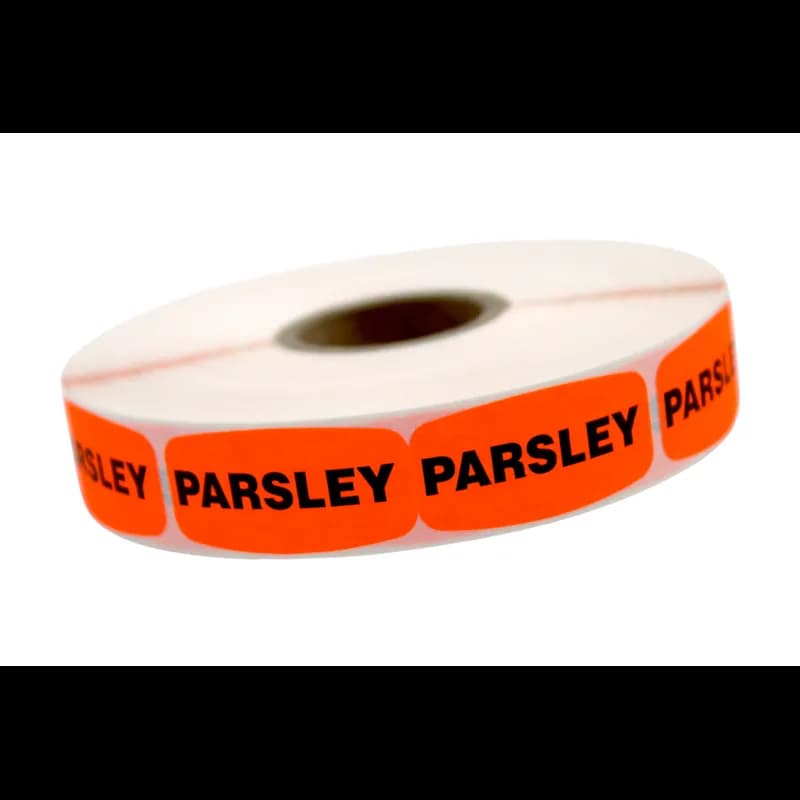 Parsley Label 0.625X1.25 IN Black Fluorescent Red Short Oval 1000 Count/Roll 50 Rolls/Case 50000 Count/Case
