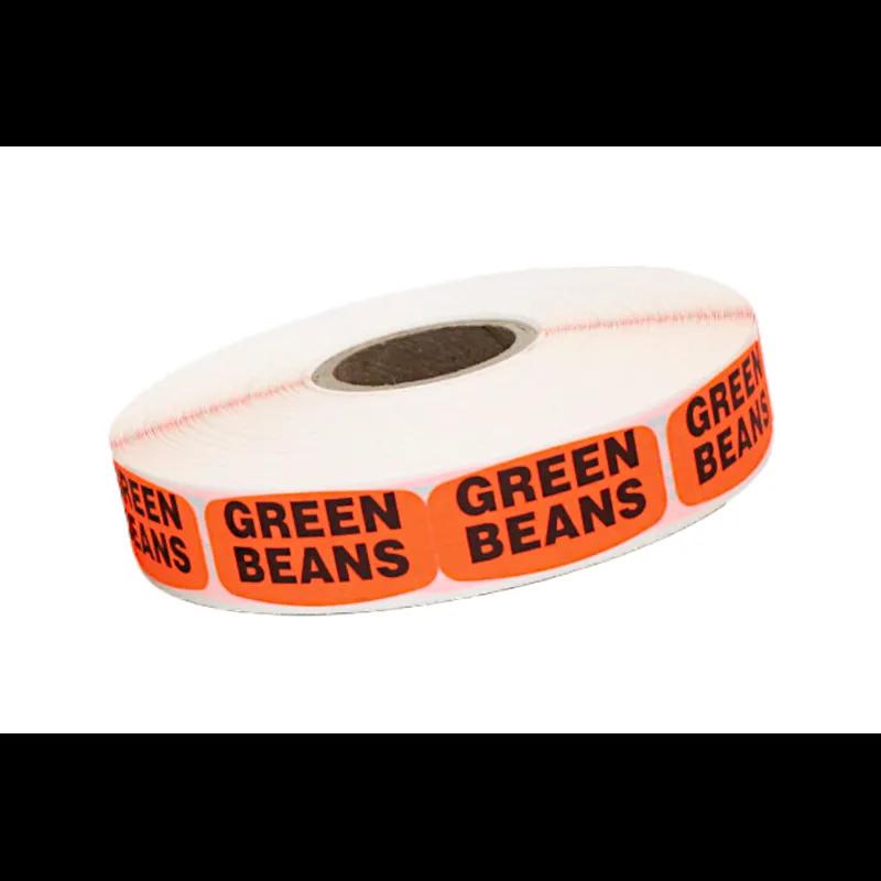 Green Beans Label 0.625X1.25 IN Black Fluorescent Red Short Oval 1000 Count/Roll 50 Rolls/Case 50000 Count/Case