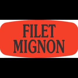 Filet Mignon Label 0.625X1.25 IN Black Fluorescent Red Short Oval 1000 Count/Roll 50 Rolls/Case 50000 Count/Case