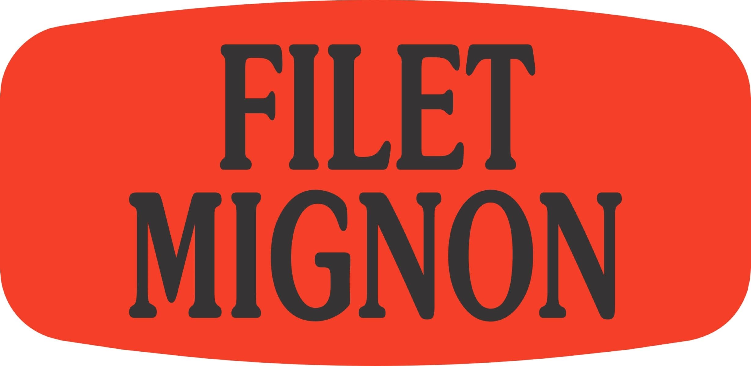 Filet Mignon Label 0.625X1.25 IN Black Fluorescent Red Short Oval 1000 Count/Roll 50 Rolls/Case 50000 Count/Case