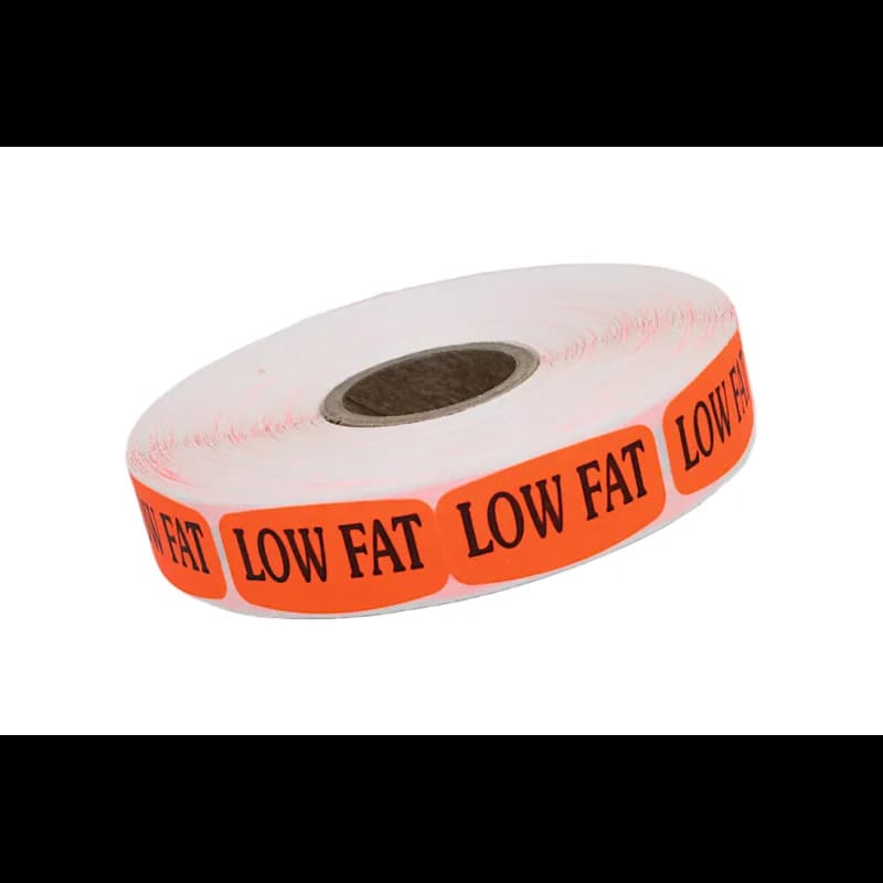 Low Fat Label 0.625X1.25 IN Black Fluorescent Red Short Oval 1000 Count/Roll 50 Rolls/Case 50000 Count/Case