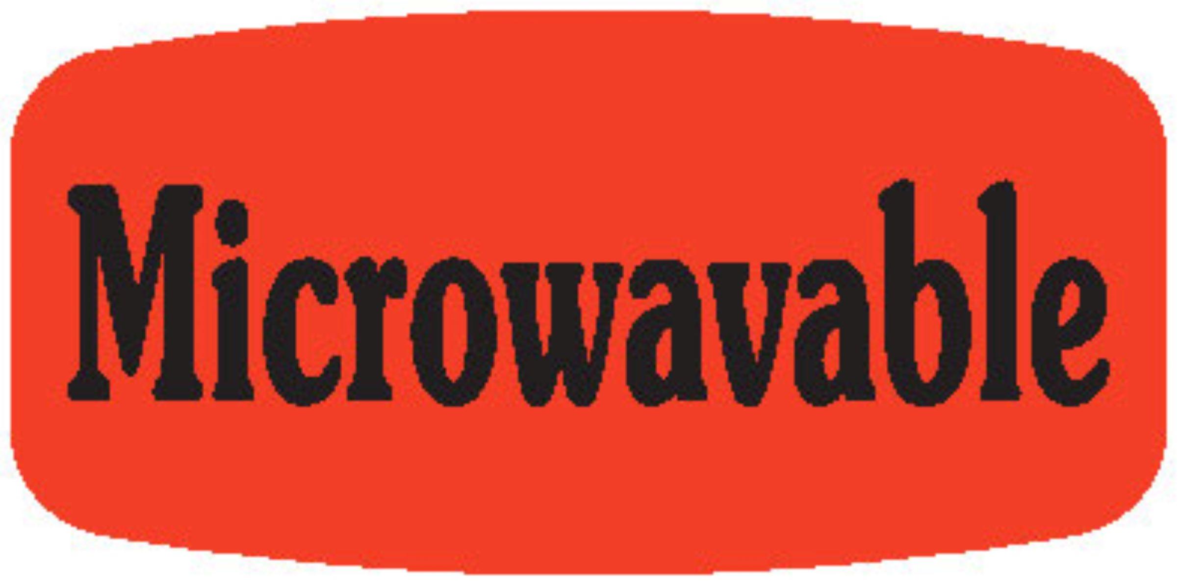 Microwavable Label 0.625X1.25 IN Black Fluorescent Red Short Oval 1000 Count/Roll 50 Rolls/Case 50000 Count/Case