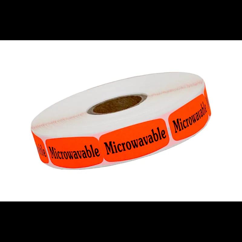 Microwavable Label 0.625X1.25 IN Black Fluorescent Red Short Oval 1000 Count/Roll 50 Rolls/Case 50000 Count/Case