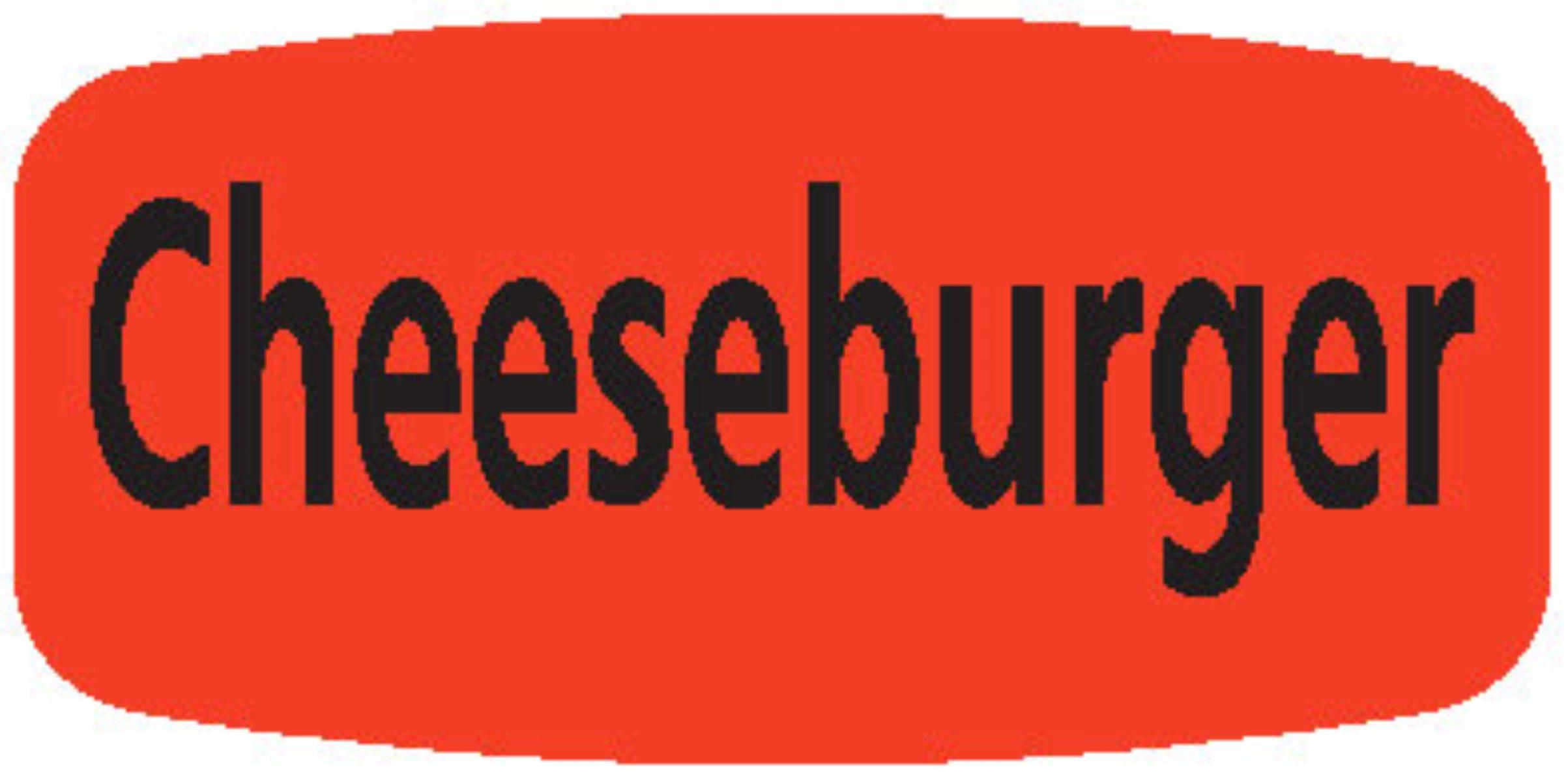 Cheeseburger Label 0.625X1.25 IN Black Fluorescent Red Short Oval 1000 Count/Roll 50 Rolls/Case 50000 Count/Case