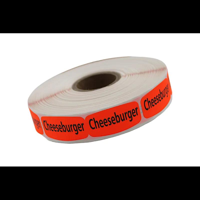 Cheeseburger Label 0.625X1.25 IN Black Fluorescent Red Short Oval 1000 Count/Roll 50 Rolls/Case 50000 Count/Case