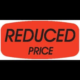 Reduced Price Label 0.625X1.25 IN Black Fluorescent Red Short Oval 1000 Count/Roll 50 Rolls/Case 50000 Count/Case