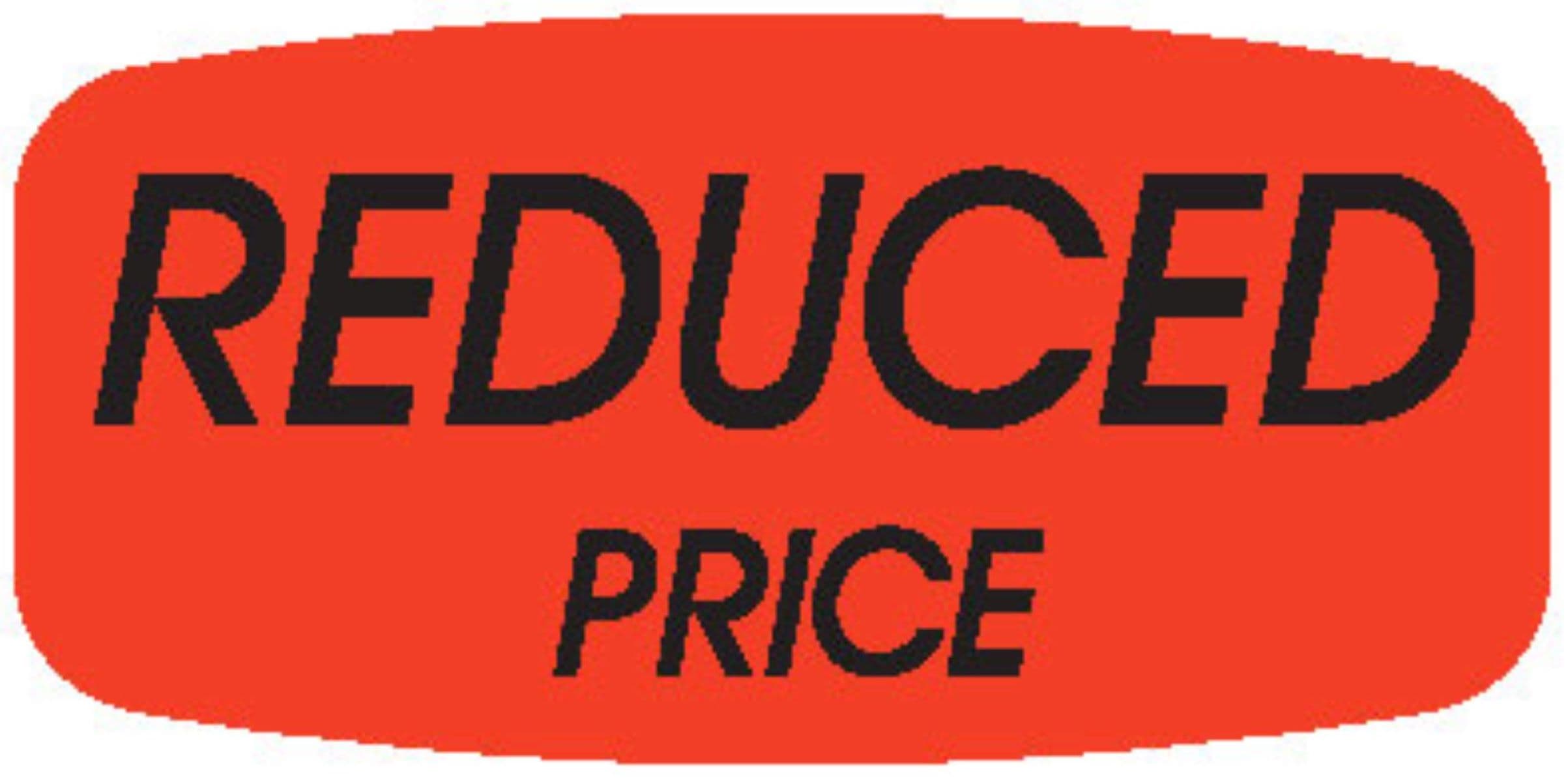 Reduced Price Label 0.625X1.25 IN Black Fluorescent Red Short Oval 1000 Count/Roll 50 Rolls/Case 50000 Count/Case