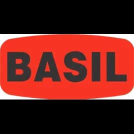Basil Label 0.625X1.25 IN Black Fluorescent Red Short Oval 1000 Count/Roll 50 Rolls/Case 50000 Count/Case