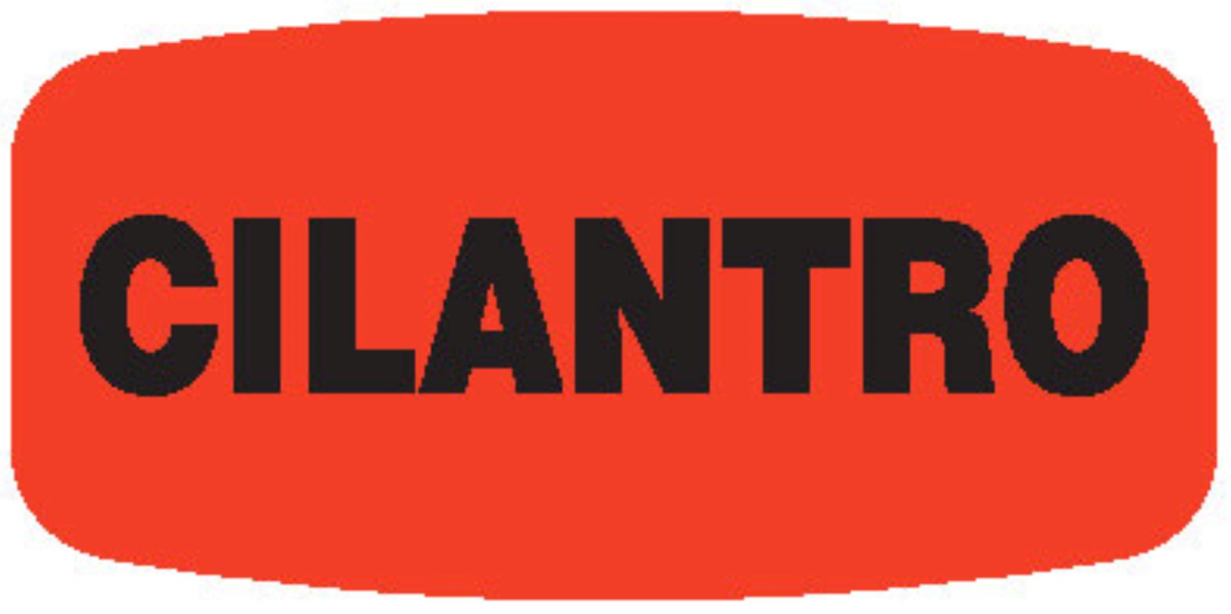 Cilantro Label 0.625X1.25 IN Black Fluorescent Red Short Oval 1000 Count/Roll 50 Rolls/Case 50000 Count/Case