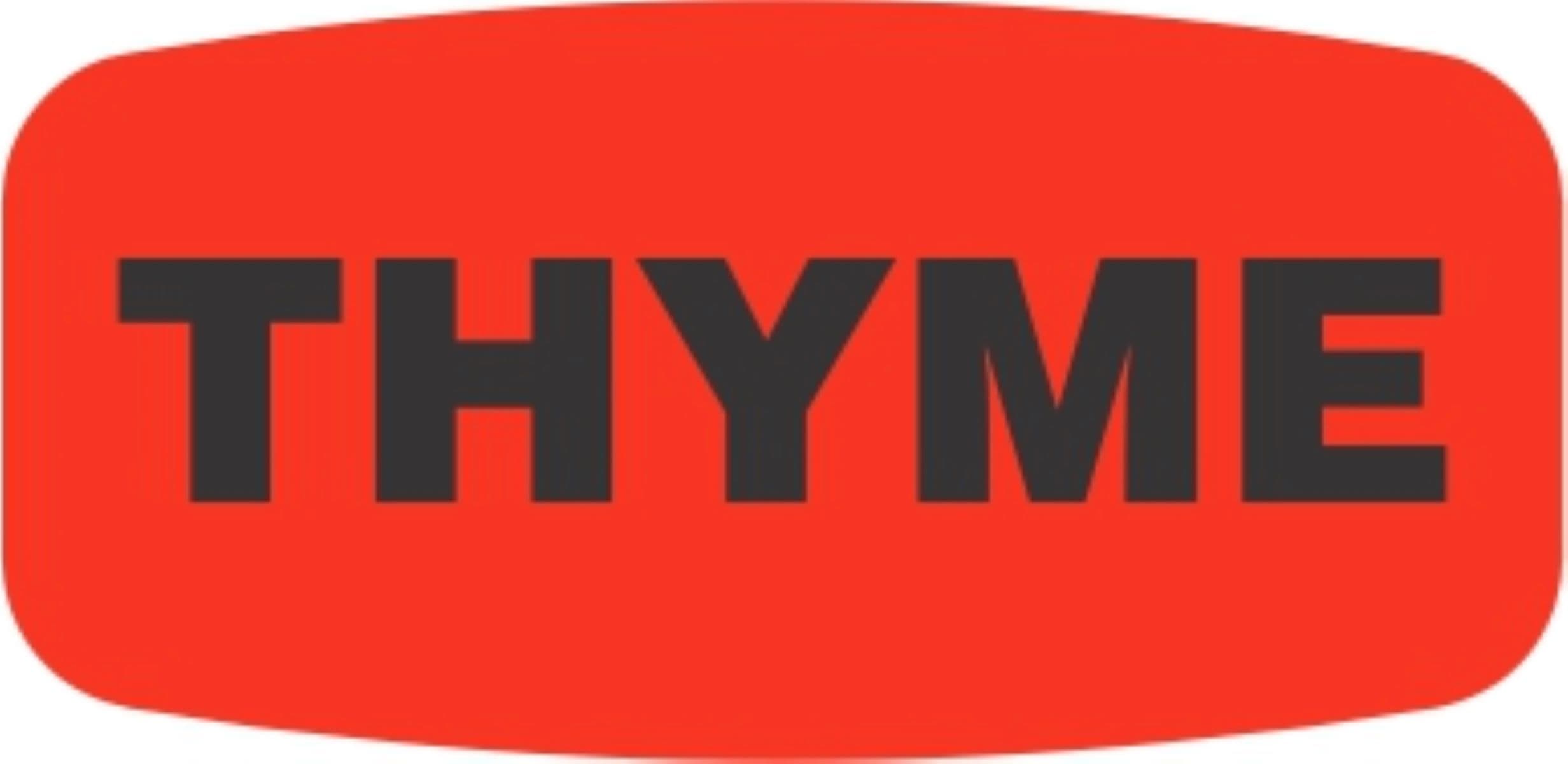 Thyme Label 0.625X1.25 IN Black Fluorescent Red Short Oval 1000 Count/Roll 50 Rolls/Case 50000 Count/Case