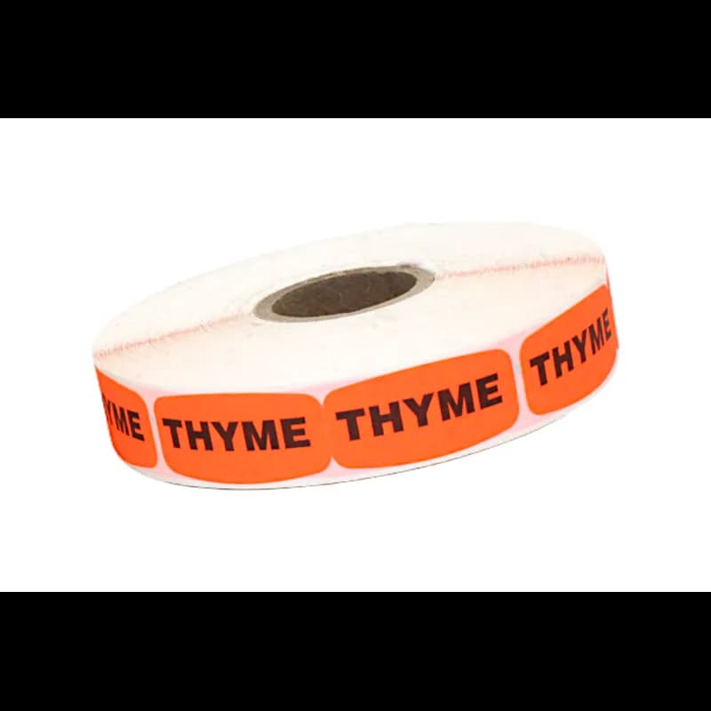 Thyme Label 0.625X1.25 IN Black Fluorescent Red Short Oval 1000 Count/Roll 50 Rolls/Case 50000 Count/Case