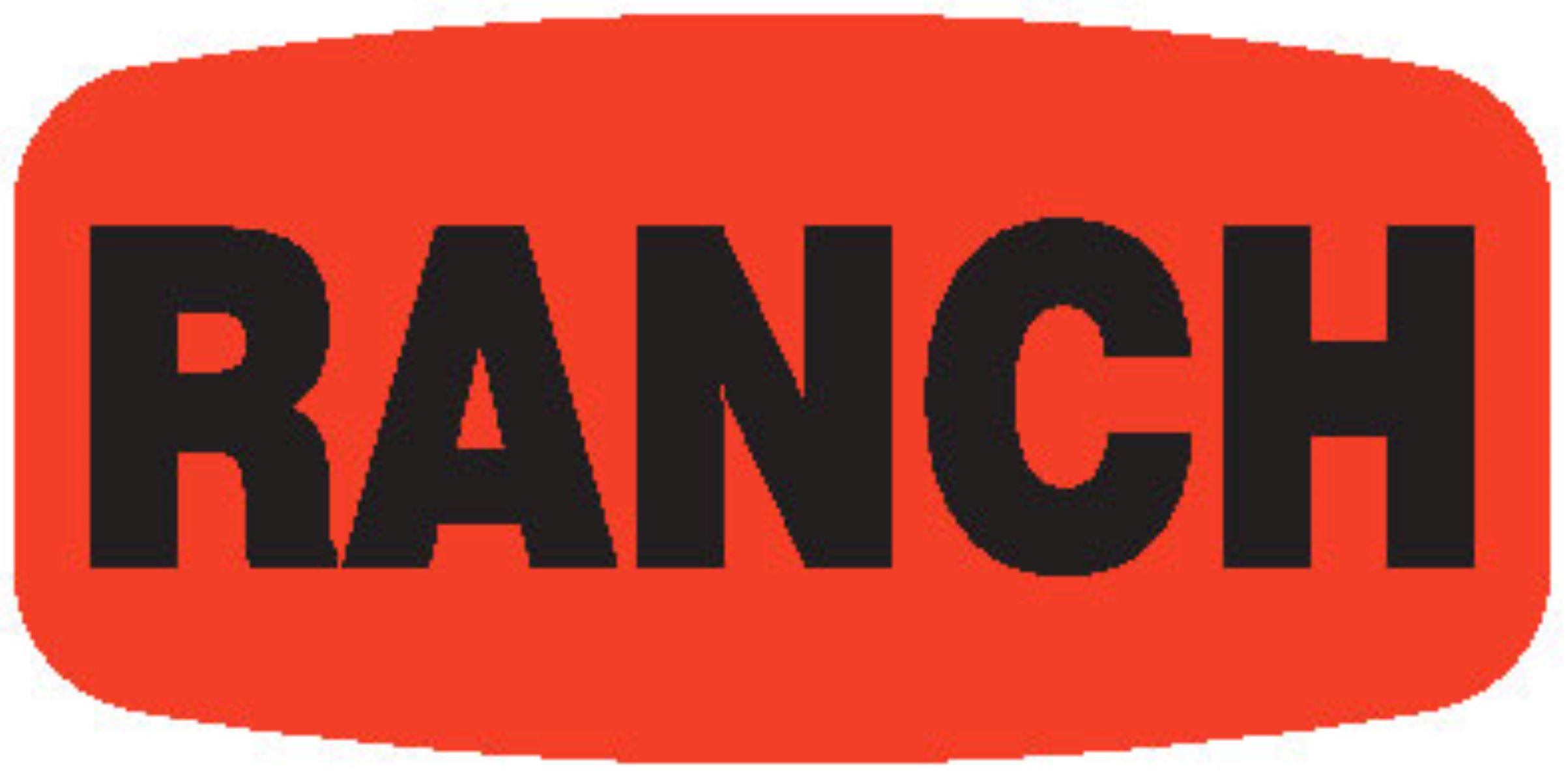 Ranch Label 0.625X1.25 IN Black Fluorescent Red Short Oval 1000 Count/Roll 50 Rolls/Case 50000 Count/Case