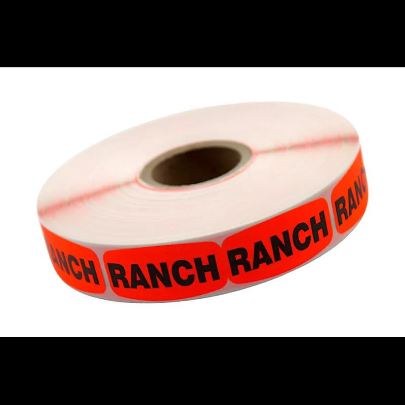 Ranch Label 0.625X1.25 IN Black Fluorescent Red Short Oval 1000 Count/Roll 50 Rolls/Case 50000 Count/Case