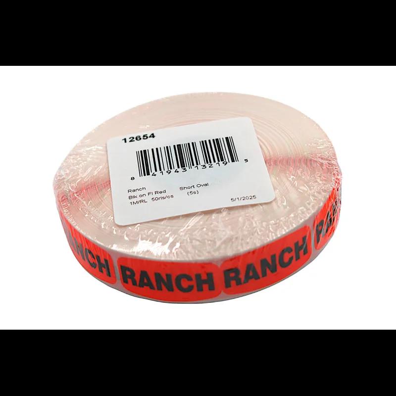 Ranch Label 0.625X1.25 IN Black Fluorescent Red Short Oval 1000 Count/Roll 50 Rolls/Case 50000 Count/Case