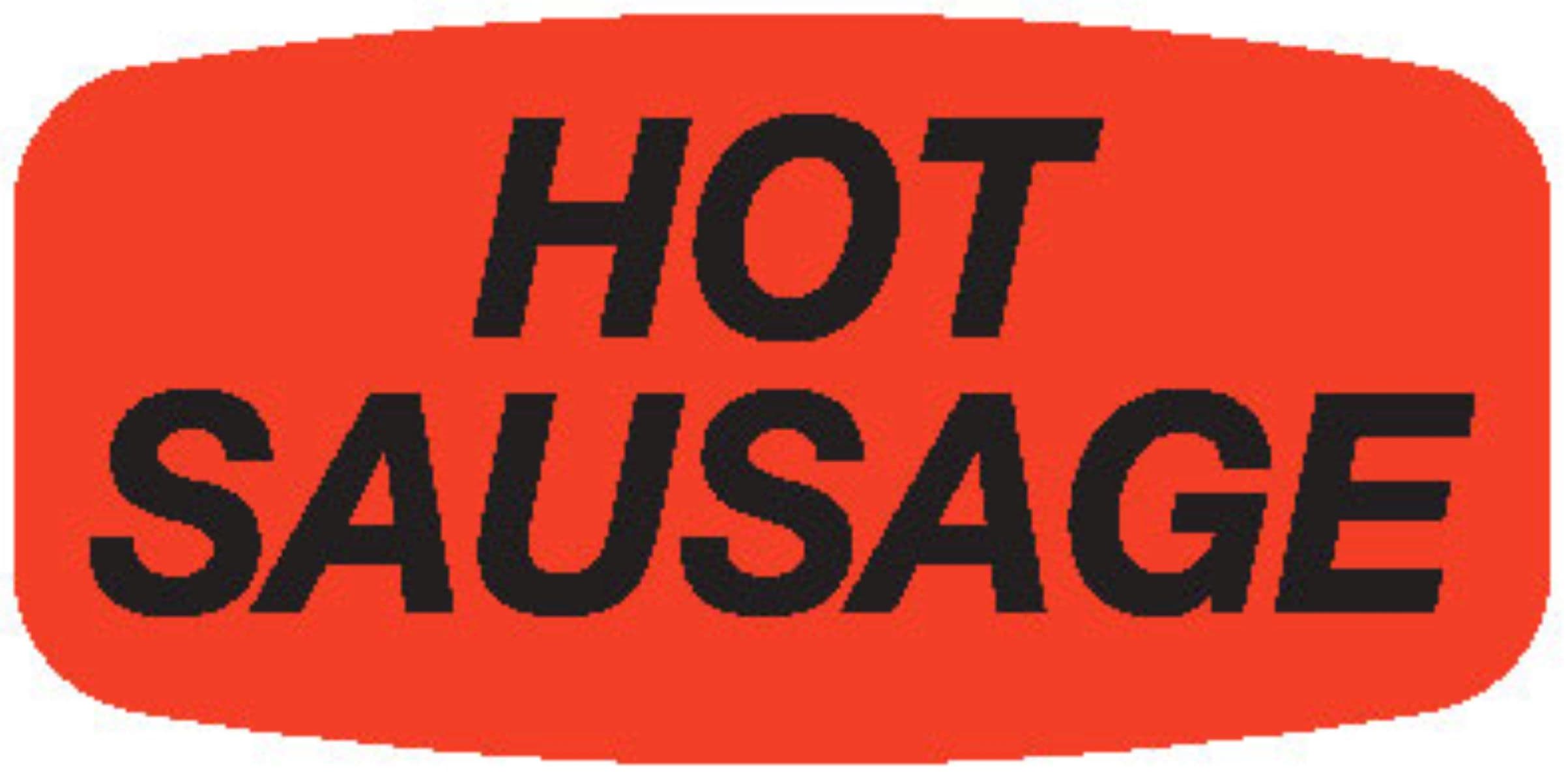 Hot Sausage Label 0.625X1.25 IN Black Fluorescent Red Short Oval 1000 Count/Roll 50 Rolls/Case 50000 Count/Case