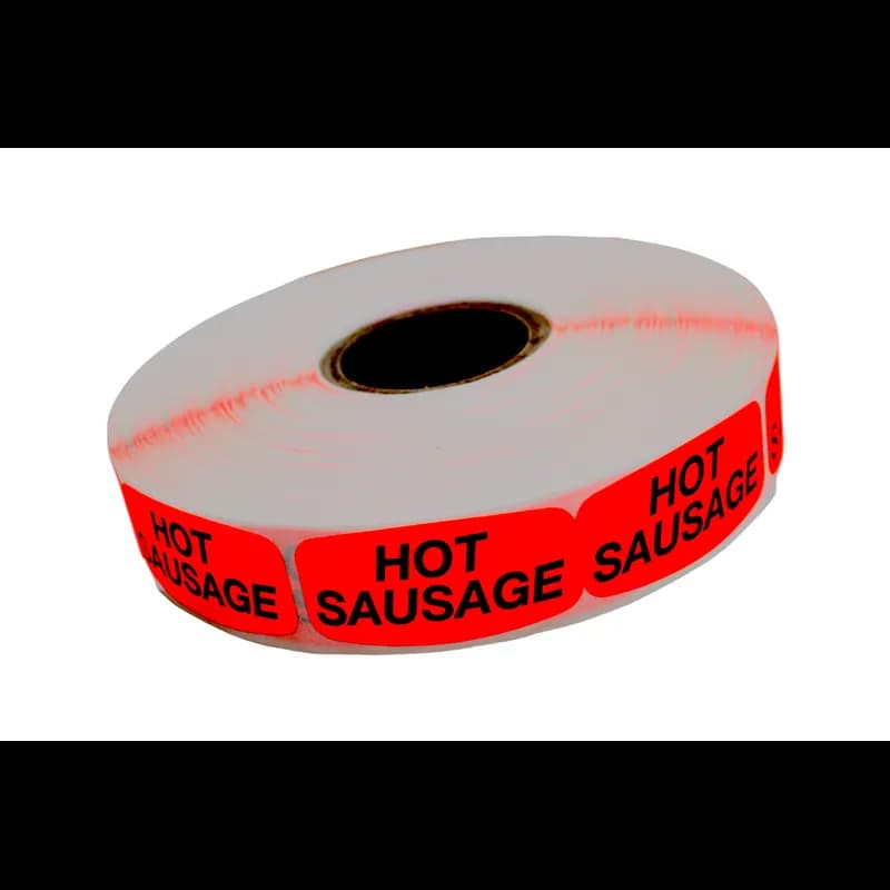 Hot Sausage Label 0.625X1.25 IN Black Fluorescent Red Short Oval 1000 Count/Roll 50 Rolls/Case 50000 Count/Case