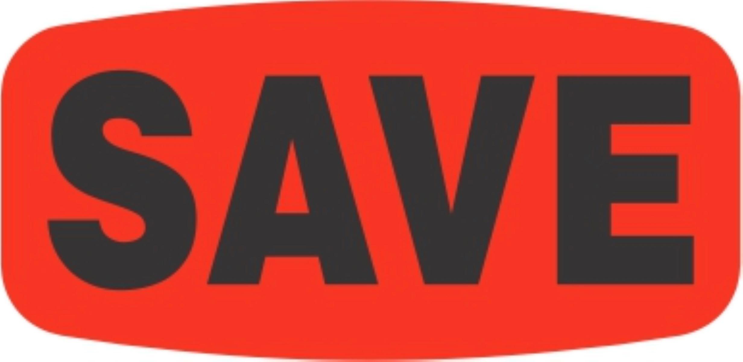 Save Label 0.625X1.25 IN Black Fluorescent Red Short Oval 1000 Count/Roll 50 Rolls/Case 50000 Count/Case