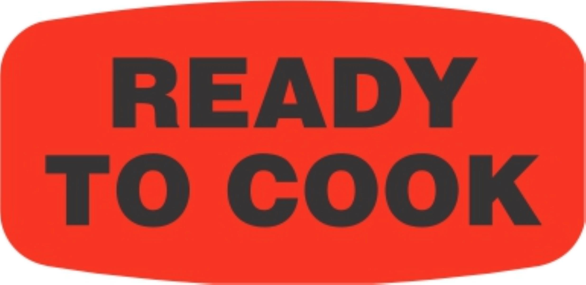 Ready To Cook Label 0.625X1.25 IN Black Fluorescent Red Short Oval 1000 Count/Roll 50 Rolls/Case 50000 Count/Case
