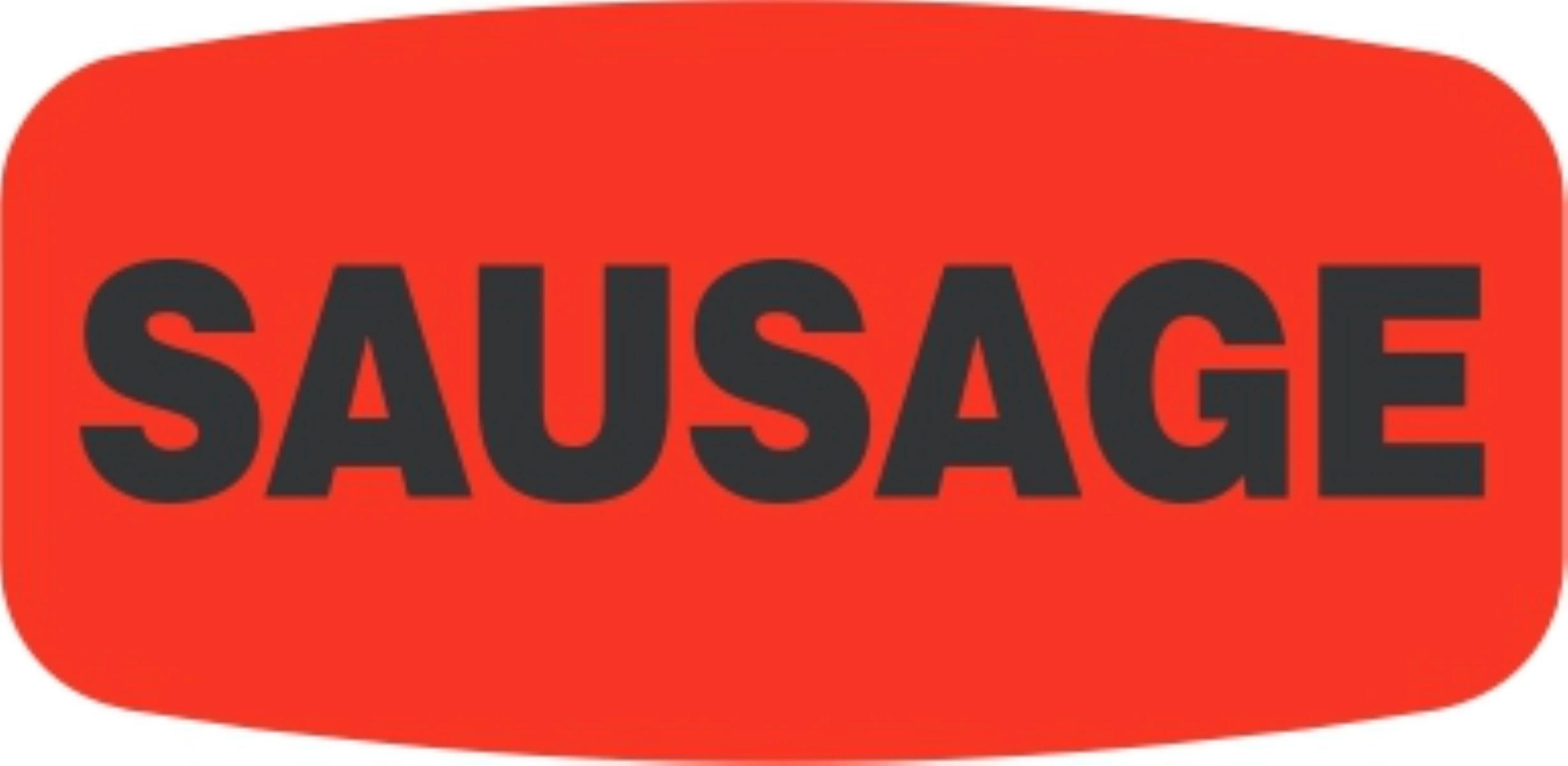 Sausage Label 0.625X1.25 IN Black Fluorescent Red Short Oval 1000 Count/Roll 50 Rolls/Case 50000 Count/Case