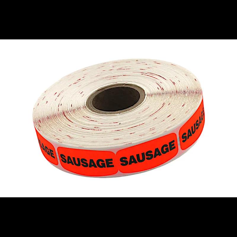 Sausage Label 0.625X1.25 IN Black Fluorescent Red Short Oval 1000 Count/Roll 50 Rolls/Case 50000 Count/Case