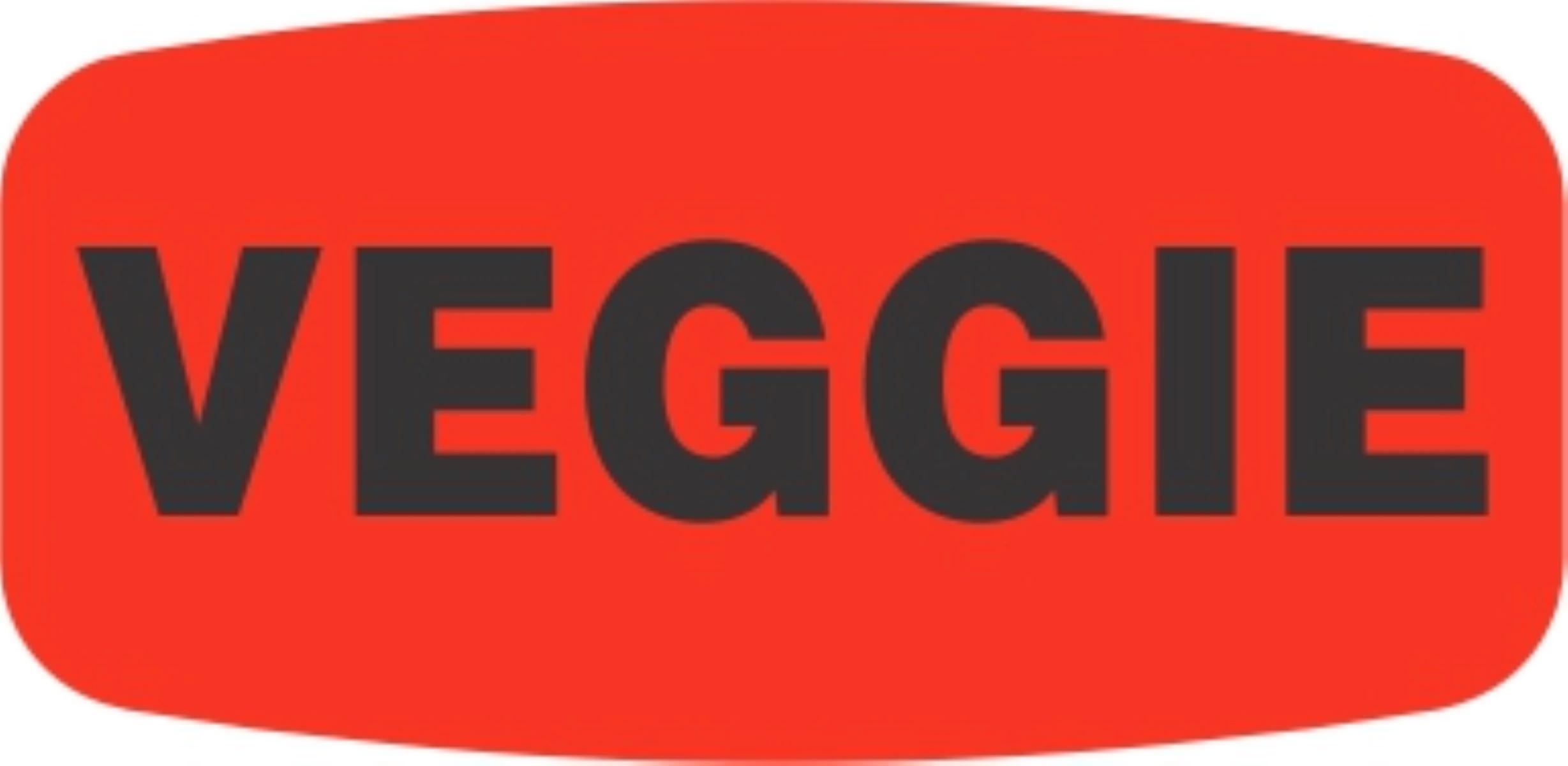 Veggie Label 0.625X1.25 IN Black Fluorescent Red Short Oval 1000 Count/Roll 50 Rolls/Case 50000 Count/Case