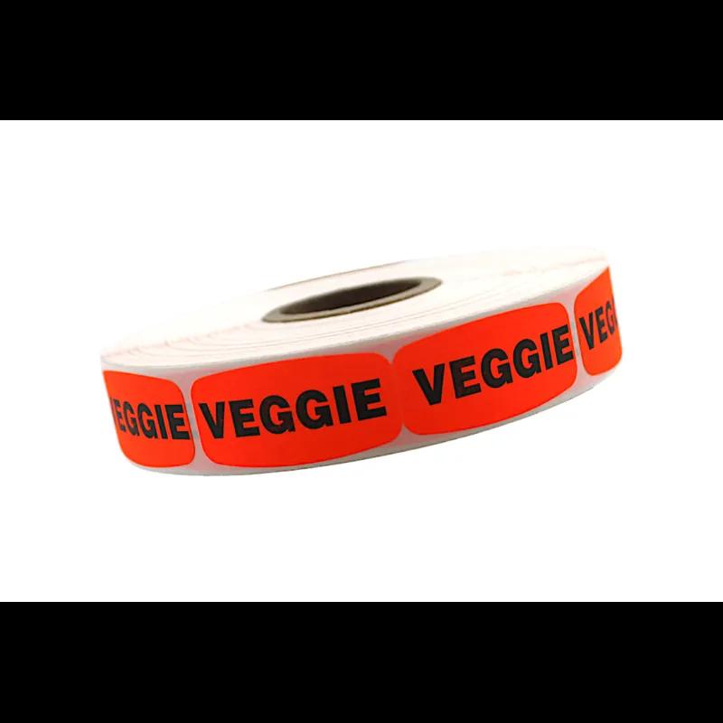 Veggie Label 0.625X1.25 IN Black Fluorescent Red Short Oval 1000 Count/Roll 50 Rolls/Case 50000 Count/Case