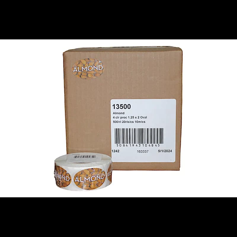 Almond Bakery Flavor Label 1.25X2 IN Oval 4 Color Process 500 Count/Roll 20 Rolls/Case 10000 Count/Case