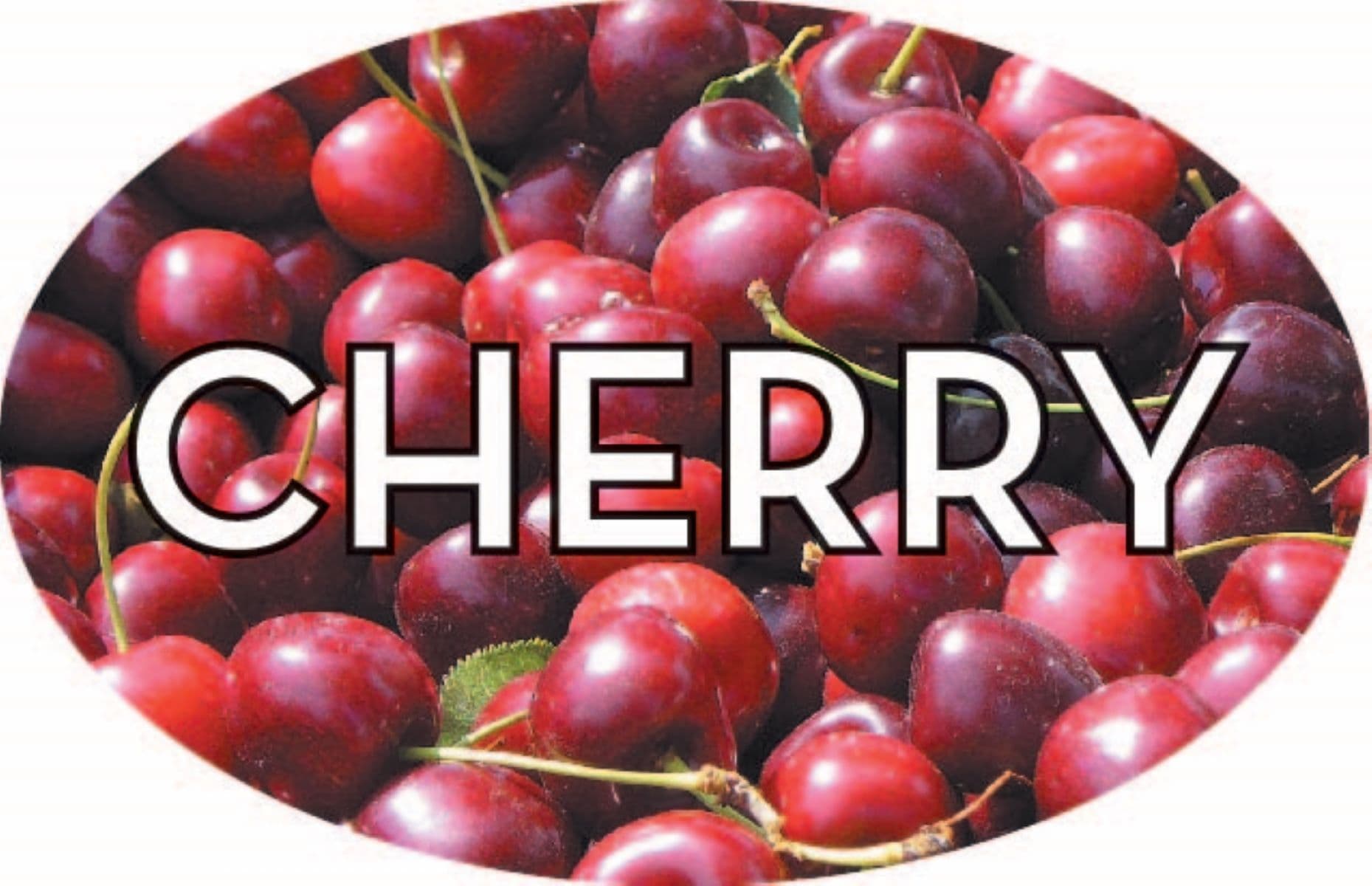 Cherry Bakery Flavor Label 1.25X2 IN Oval 4 Color Process 500 Count/Roll 5 Rolls/Sleeve