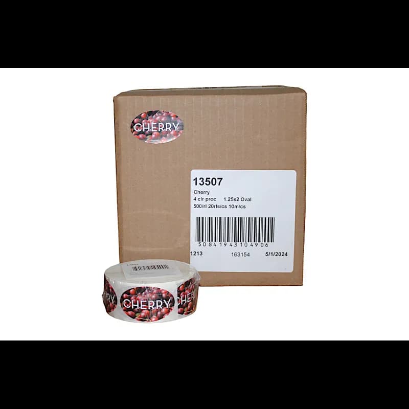 Cherry Bakery Flavor Label 1.25X2 IN Oval 4 Color Process 500 Count/Roll 5 Rolls/Sleeve
