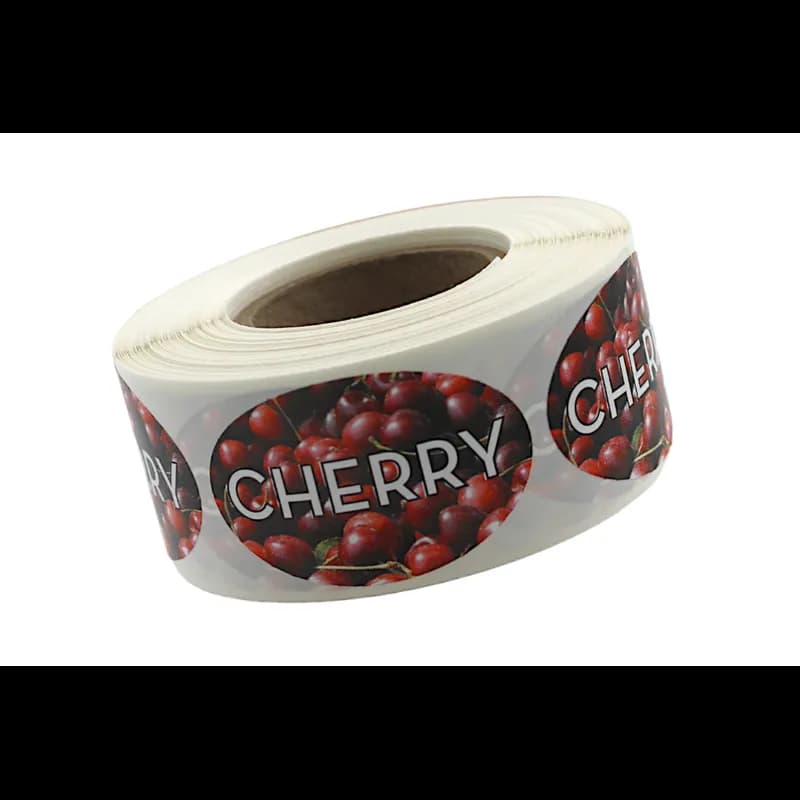 Cherry Bakery Flavor Label 1.25X2 IN Oval 4 Color Process 500 Count/Roll 5 Rolls/Sleeve