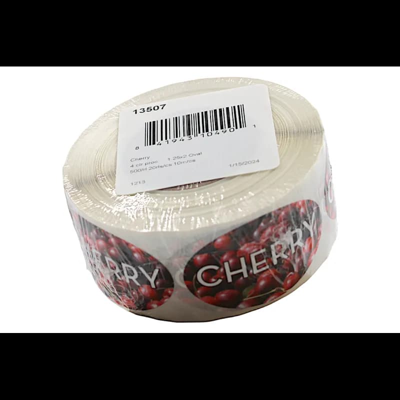 Cherry Bakery Flavor Label 1.25X2 IN Oval 4 Color Process 500 Count/Roll 5 Rolls/Sleeve