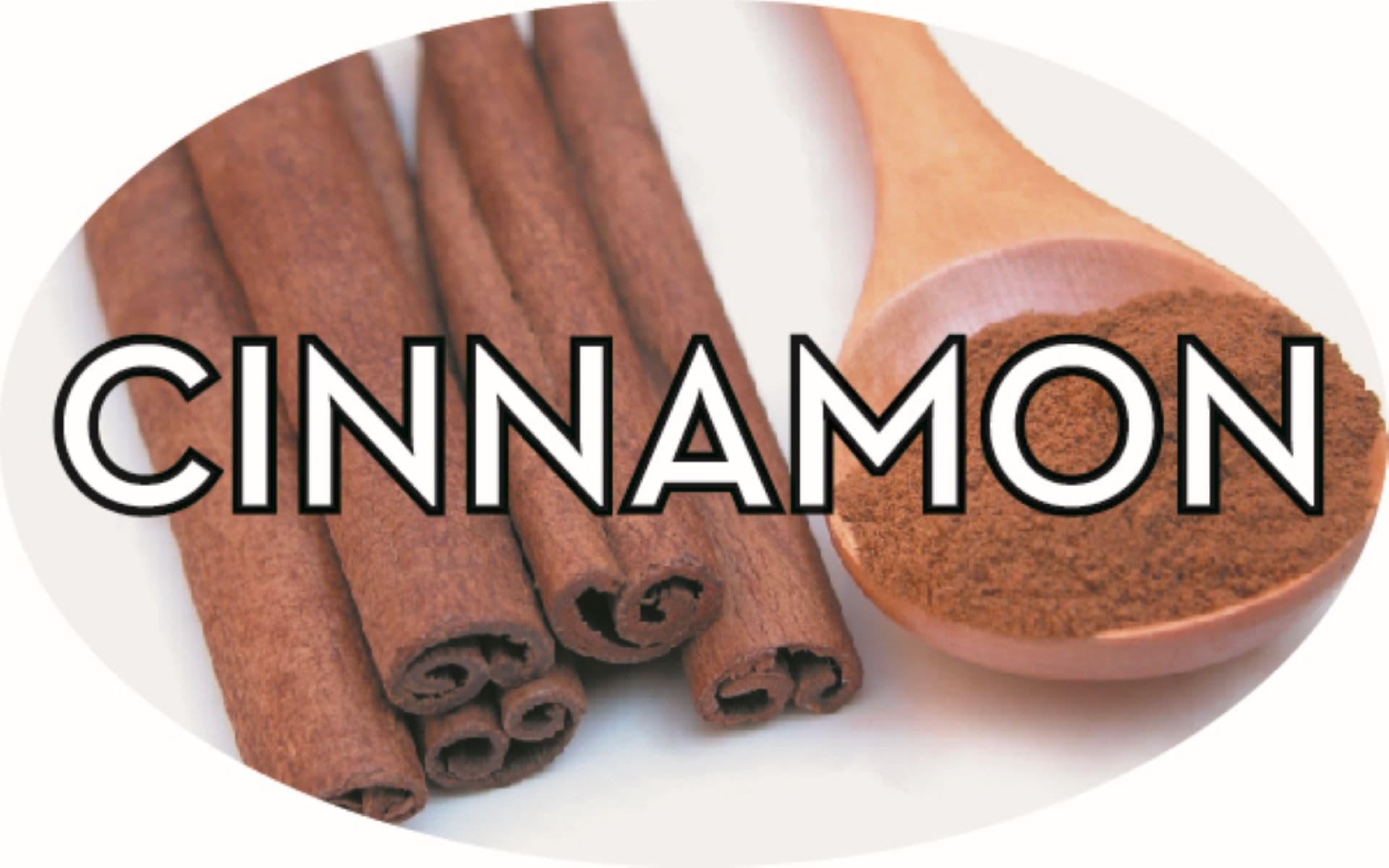 Cinnamon Bakery Flavor Label 1.25X2 IN Oval 4 Color Process 500 Count/Roll 20 Rolls/Case 10000 Count/Case