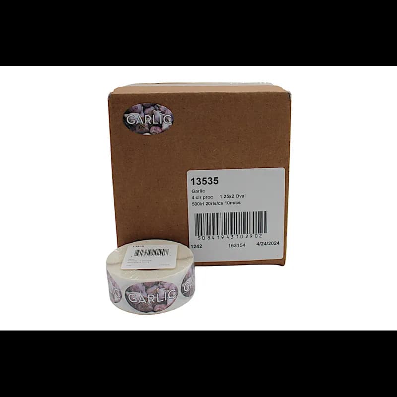 Garlic Bakery Flavor Label 1.25X2 IN Oval 4 Color Process 500 Count/Roll 20 Rolls/Case 10000 Count/Case
