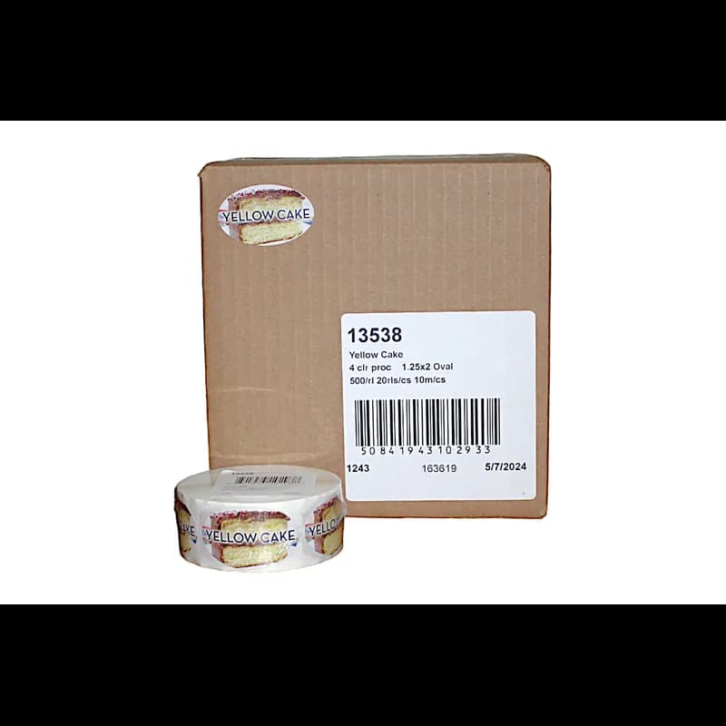 Yellow Cake Bakery Flavor Label 1.25X2 IN Oval 4 Color Process 500 Count/Roll 20 Rolls/Case 10000 Count/Case