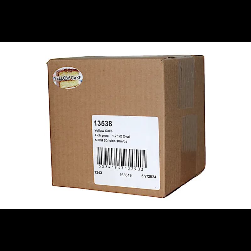 Yellow Cake Bakery Flavor Label 1.25X2 IN Oval 4 Color Process 500 Count/Roll 20 Rolls/Case 10000 Count/Case