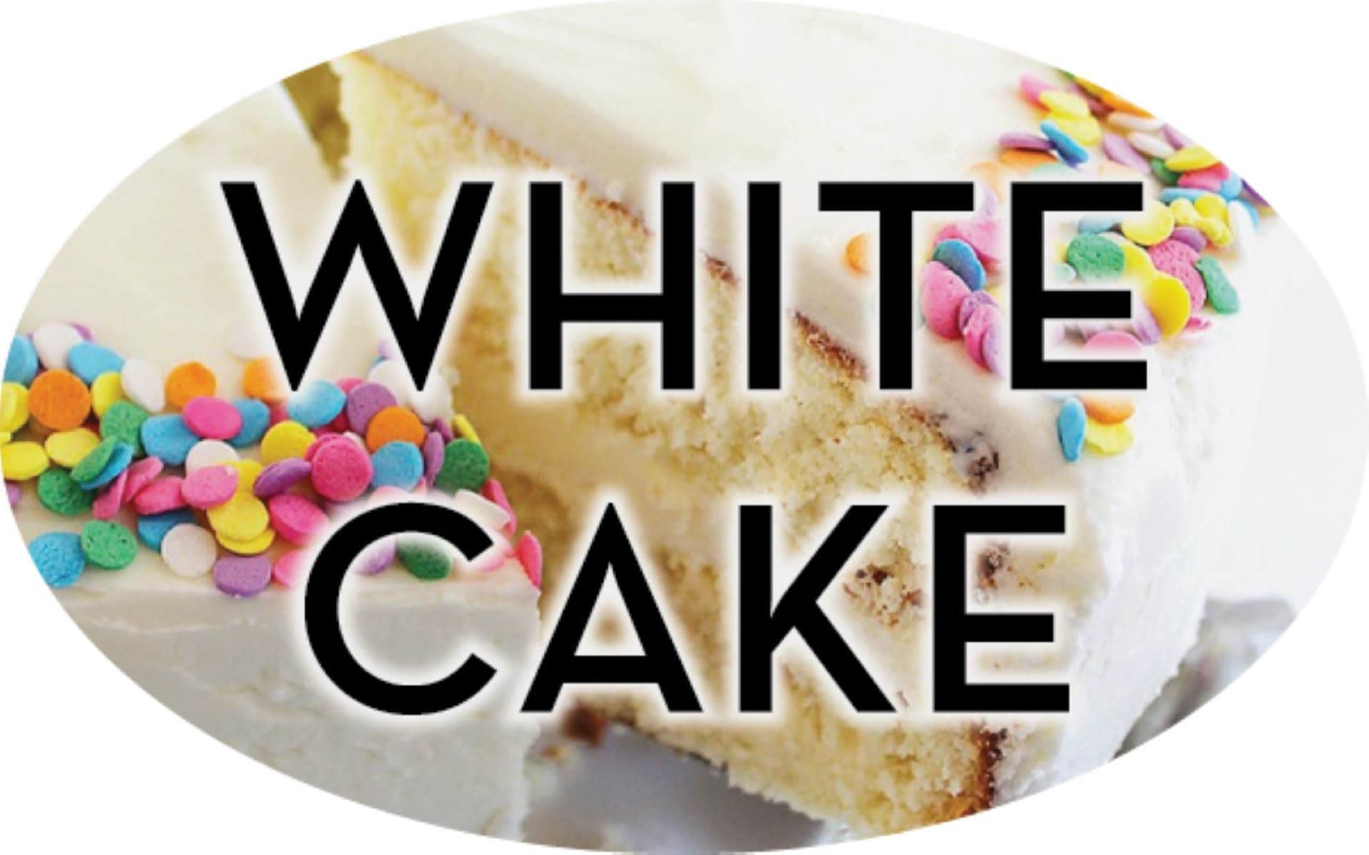 White Cake Bakery Flavor Label 1.25X2 IN Oval 4 Color Process 500 Count/Roll 20 Rolls/Case 10000 Count/Case