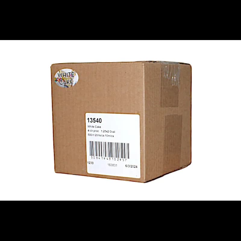 White Cake Bakery Flavor Label 1.25X2 IN Oval 4 Color Process 500 Count/Roll 20 Rolls/Case 10000 Count/Case