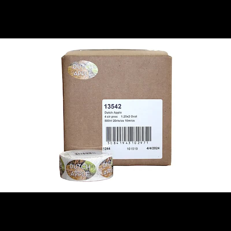 Dutch Apple Bakery Flavor Label 1.25X2 IN Oval 4 Color Process 500 Count/Roll 20 Rolls/Case 10000 Count/Case