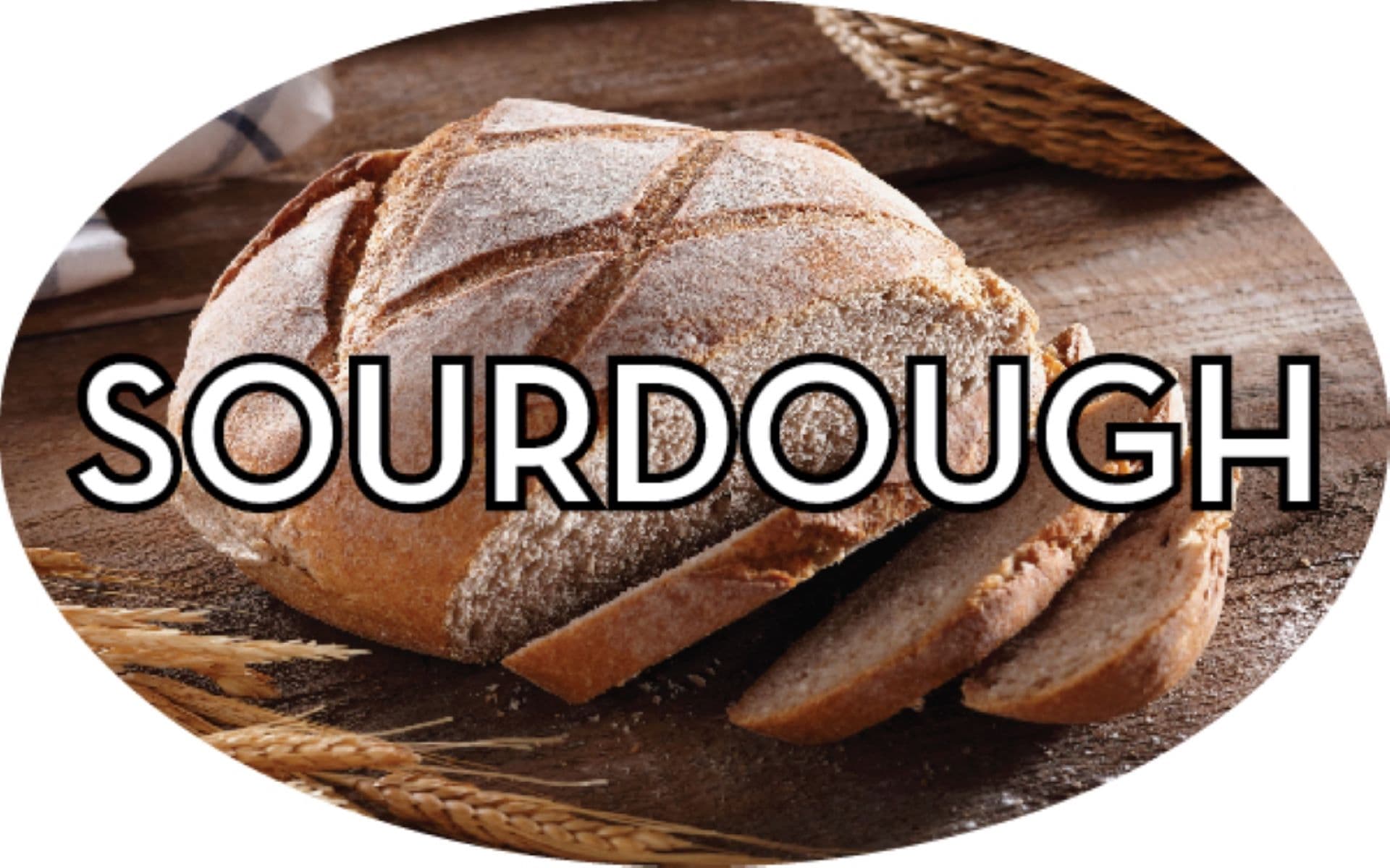 Sour Dough Bakery Flavor Label 1.25X2 IN Oval 4 Color Process 500 Count/Roll 5 Rolls/Sleeve