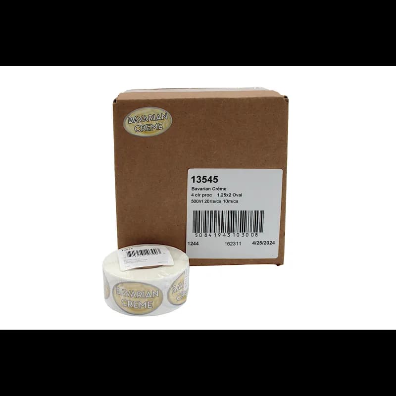Bavarian Crème Bakery Flavor Label 1.25X2 IN Oval 4 Color Process 500 Count/Roll 20 Rolls/Case 10000 Count/Case