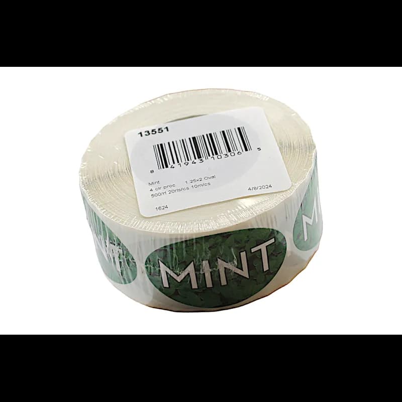 Mint Bakery Flavor Label 1.25X2 IN Oval 4 Color Process 500 Count/Roll 5 Rolls/Sleeve