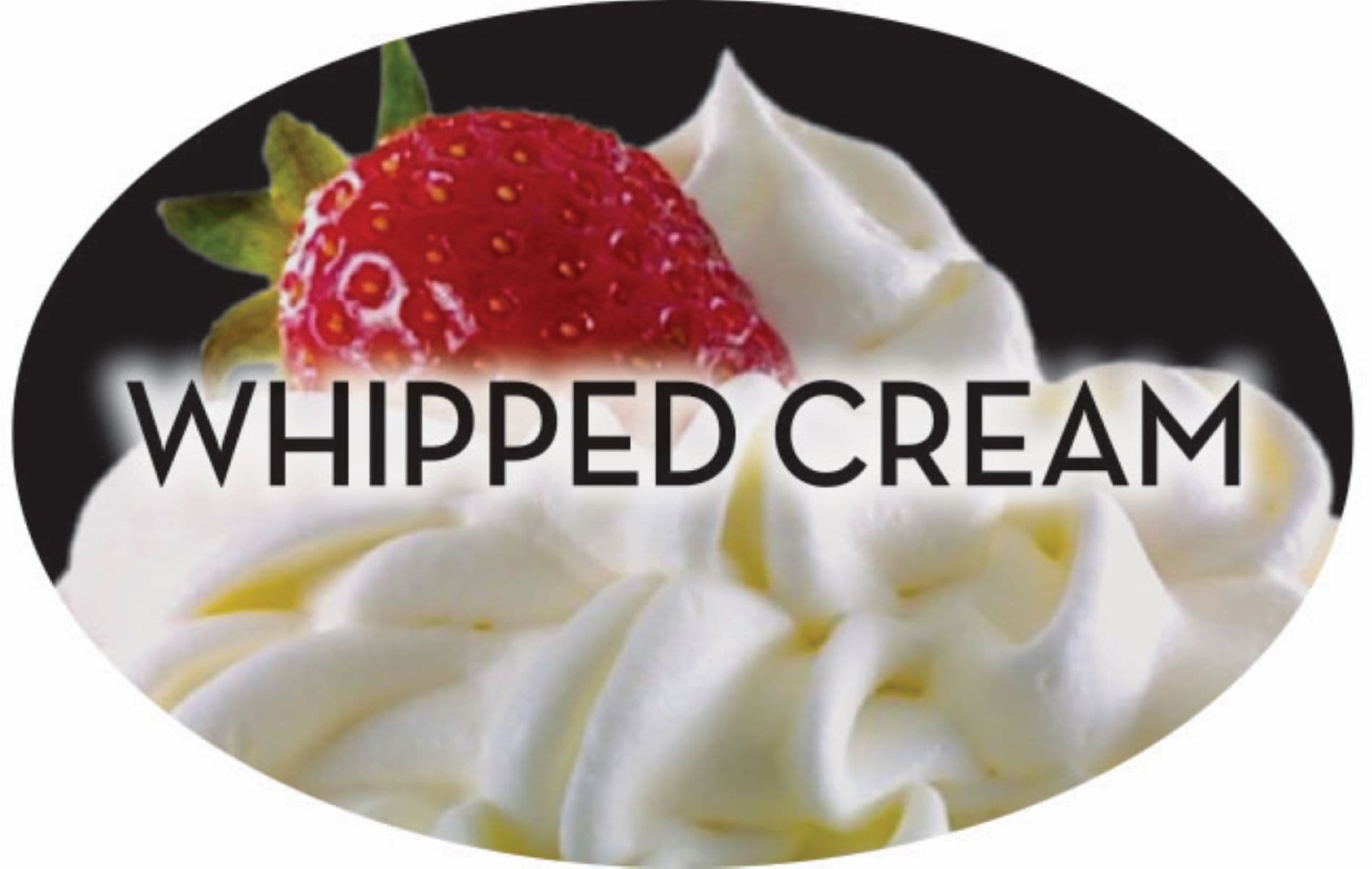 Whipped Cream Bakery Flavor Label 1.25X2 IN Oval 4 Color Process 500 Count/Roll 20 Rolls/Case 10000 Count/Case