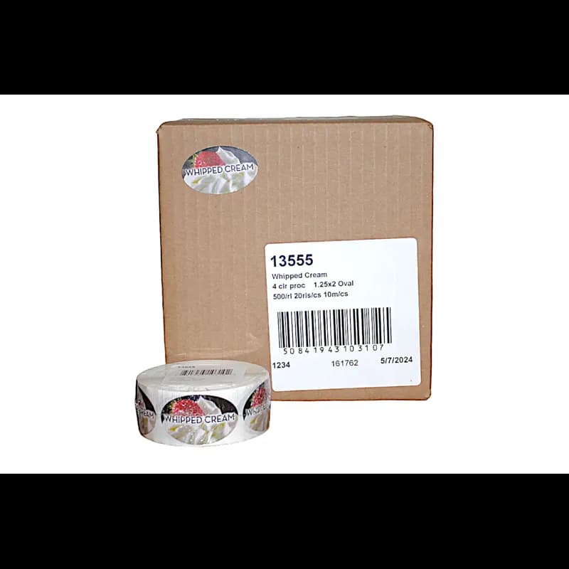 Whipped Cream Bakery Flavor Label 1.25X2 IN Oval 4 Color Process 500 Count/Roll 20 Rolls/Case 10000 Count/Case