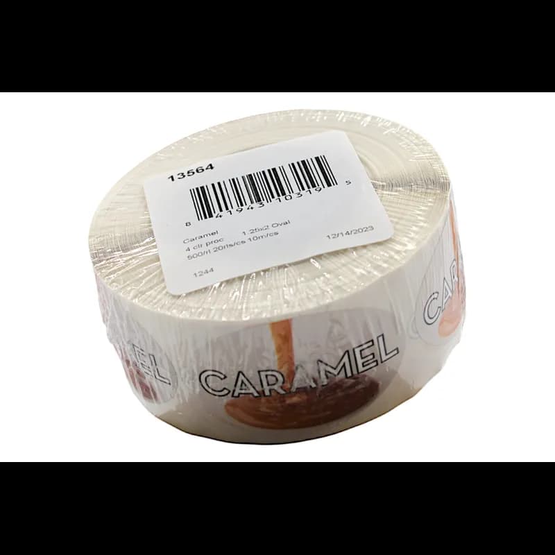 Caramel Bakery Flavor Label 1.25X2 IN Oval 4 Color Process 500 Count/Roll 5 Rolls/Sleeve