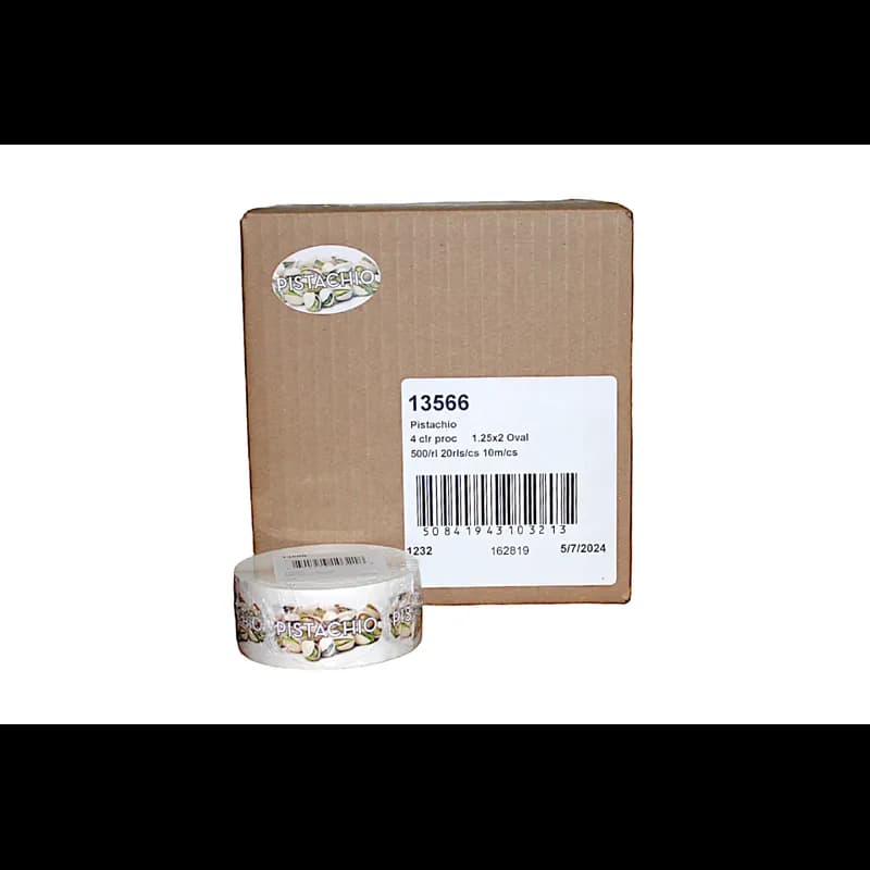 Pistachio Bakery Flavor Label 1.25X2 IN Oval 4 Color Process 500 Count/Roll 20 Rolls/Case 10000 Count/Case